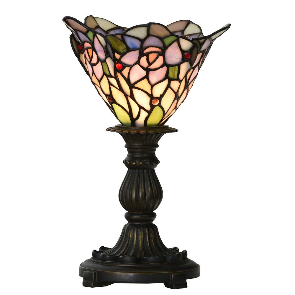 Růžovo-fialová stolní lampa Tiffany ve tvaru květu - Ø 20*30 cm E14/max 1*25W Clayre & Eef - LaHome - vintage dekorace