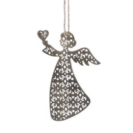 Vánoční kovová závěsná dekorace anděl Angel - 7*10 cm Chic Antique