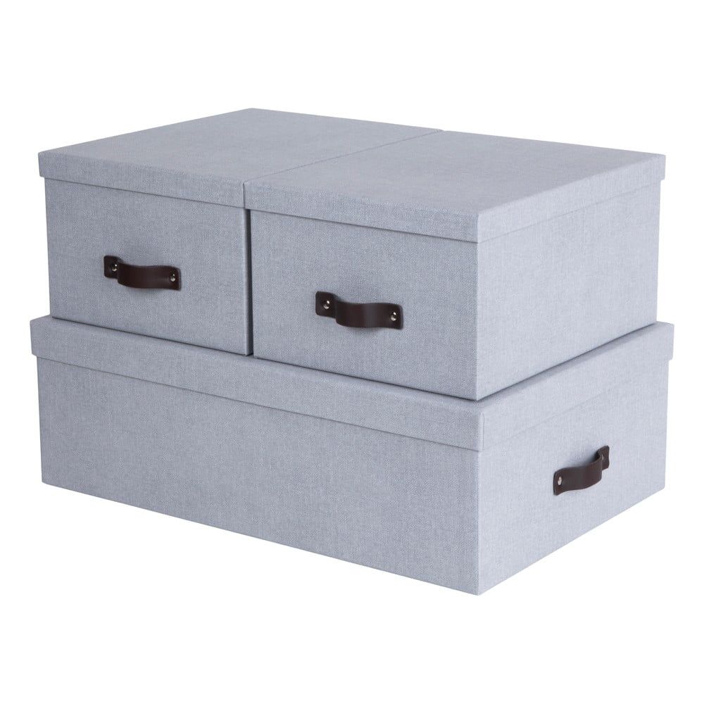 Světle šedé kartonové úložné boxy s víkem v sadě 3 ks 31x47x15 cm Inge – Bigso Box of Sweden - Bonami.cz