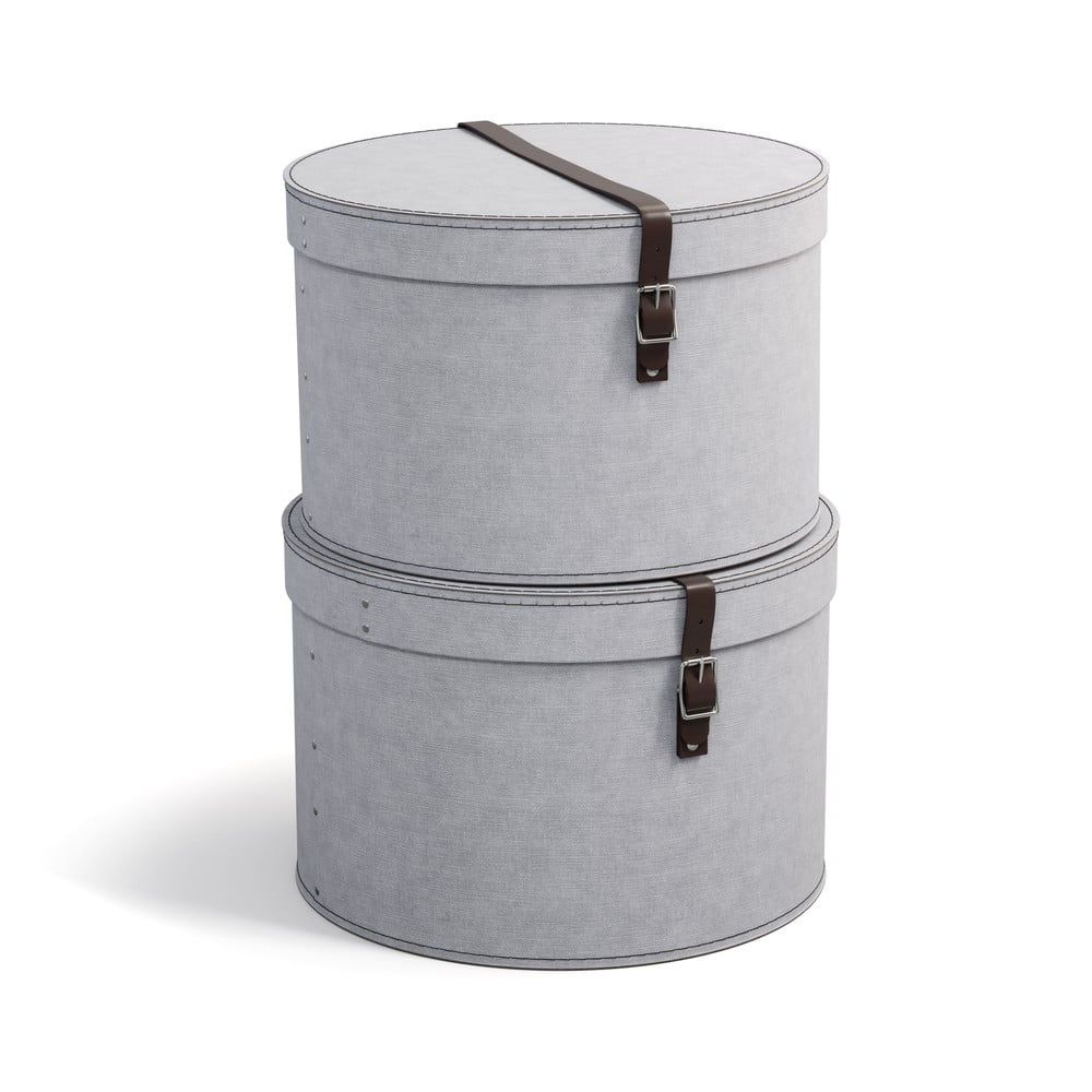Světle šedé kartonové úložné boxy s víkem v sadě 2 ks ø 37,5x25,5 cm Rut – Bigso Box of Sweden - Bonami.cz