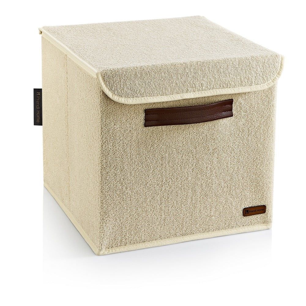 Béžový látkový úložný box s víkem 30x30x30 cm – Mioli Decor - Bonami.cz
