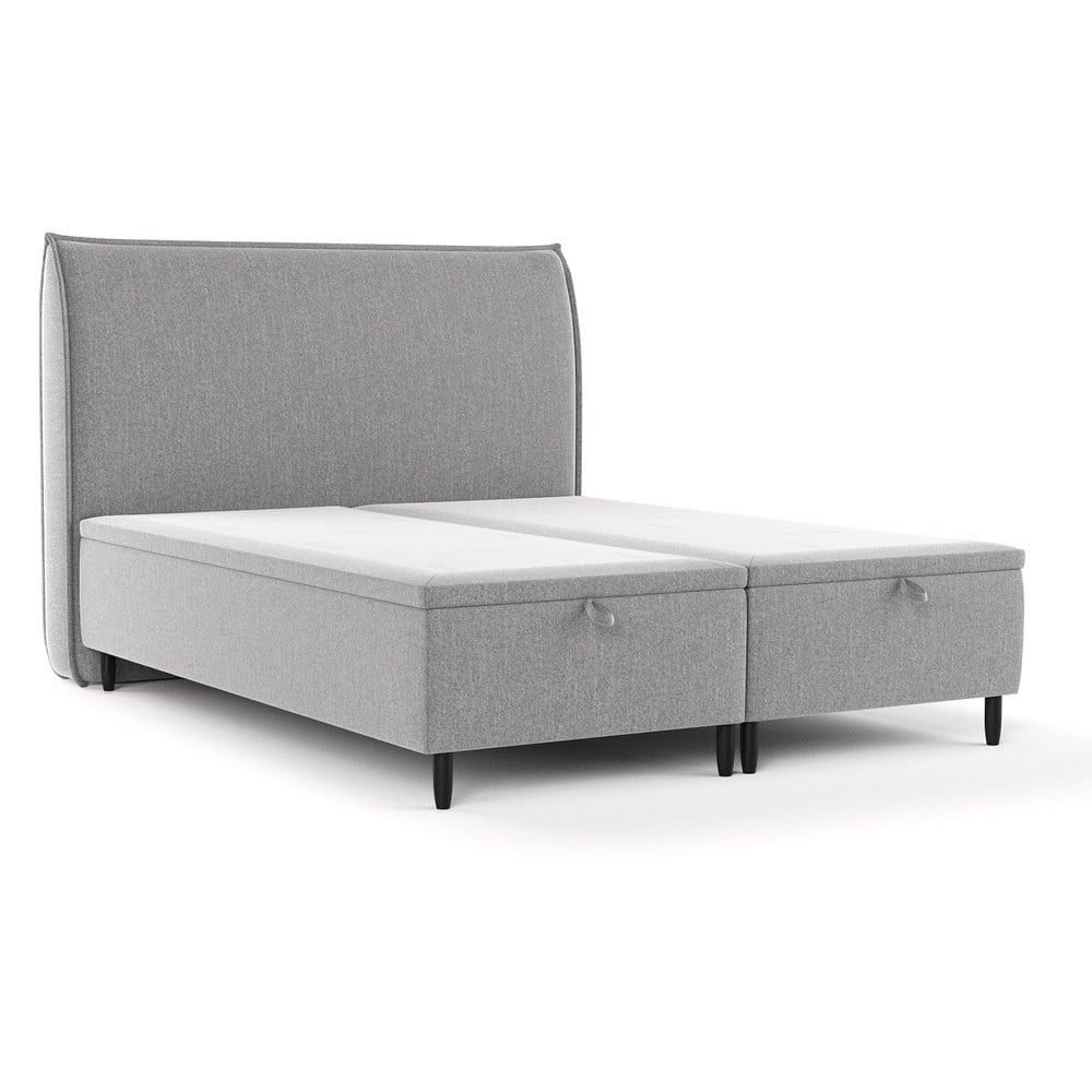 Světle šedá čalouněná dvoulůžková postel s úložným prostorem 160x200 cm Pearl – Maison de Rêve - Bonami.cz