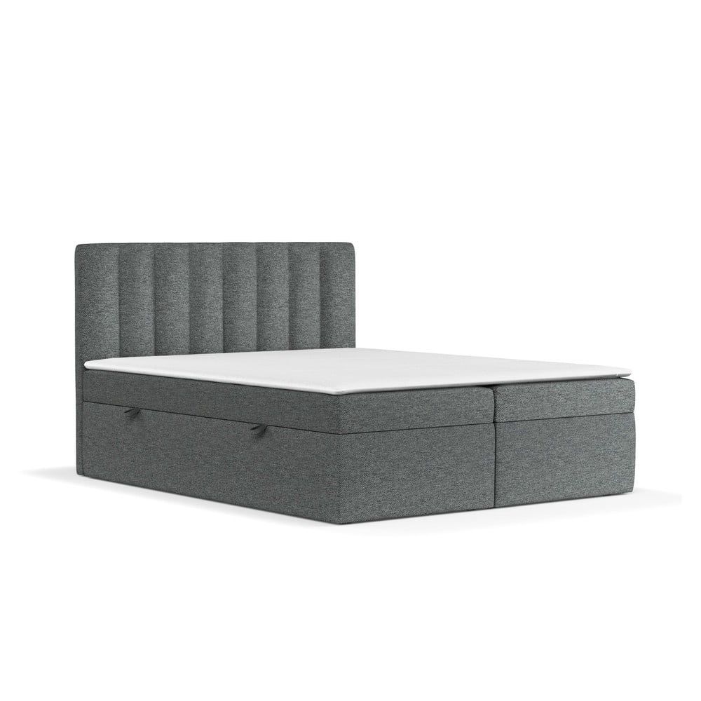 Tmavě šedá boxspring postel s úložným prostorem 140x200 cm Novento – Maison de Rêve - Bonami.cz