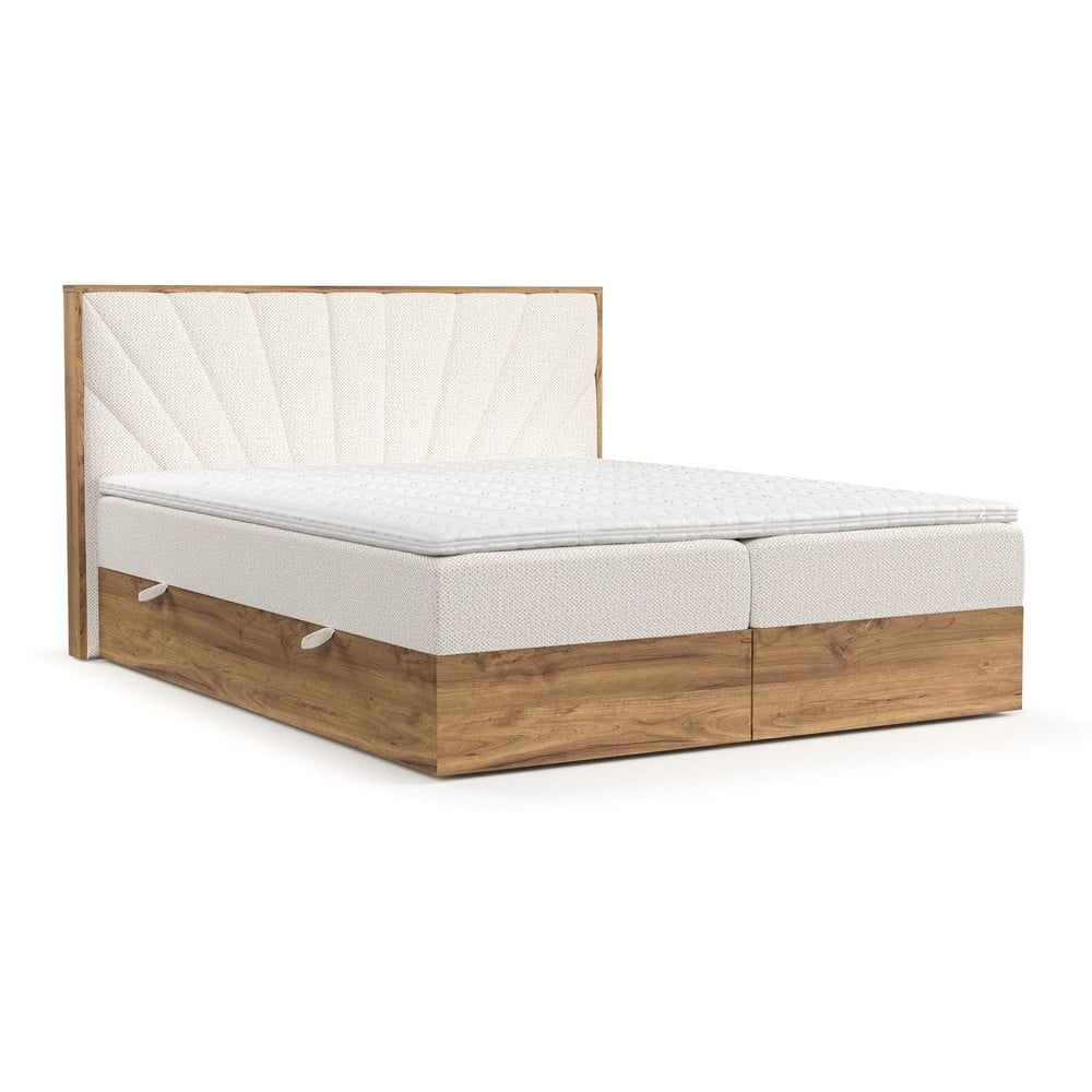 Boxspring postel s úložným prostorem v krémovo-přírodní barvě 180x200 cm Asahi – Maison de Rêve - Bonami.cz