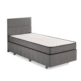 Šedá čalouněná jednolůžková postel s úložným prostorem 100x200 cm Silver – Kalune Design