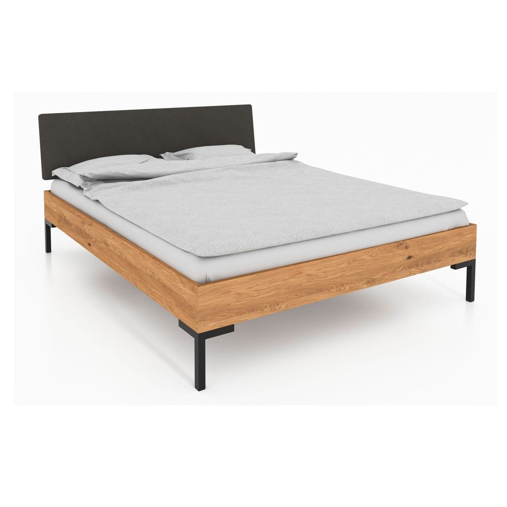 Dvoulůžková postel z dubového dřeva s čalouněným čelem 160x200 cm Abies 1 – The Beds - Bonami.cz