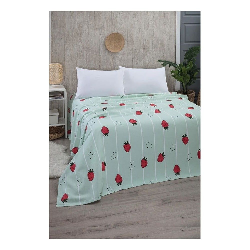 Bavlněný přehoz v mentolové barvě 170x230 cm Strawberry – Mila Home - Bonami.cz