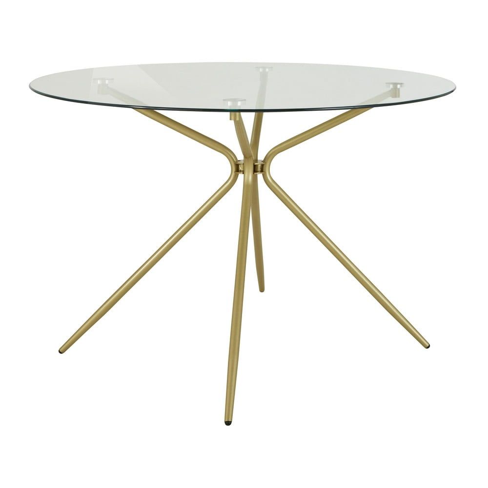 Kulatý jídelní stůl se skleněnou deskou ve zlaté barvě ø 110 cm Silvie – Støraa - Bonami.cz