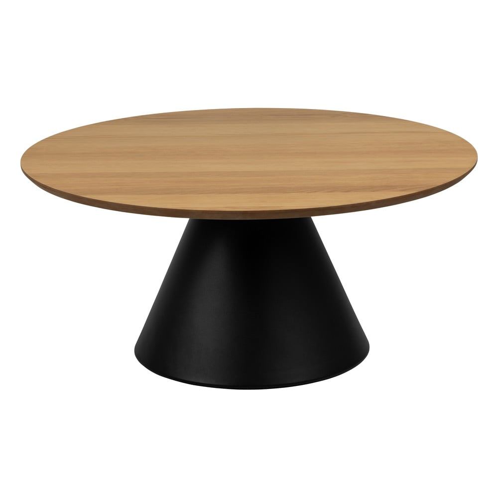 Černo-přírodní kulatý konferenční stolek s deskou v dubovém dekoru ø 85 cm Soli – Actona - Bonami.cz