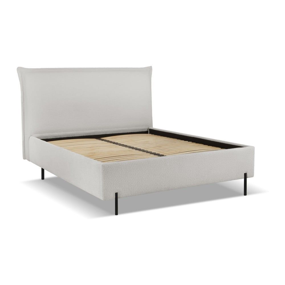 Světle šedá čalouněná dvoulůžková postel s úložným prostorem a roštem 160x200 cm Armie – Milo Casa - Bonami.cz
