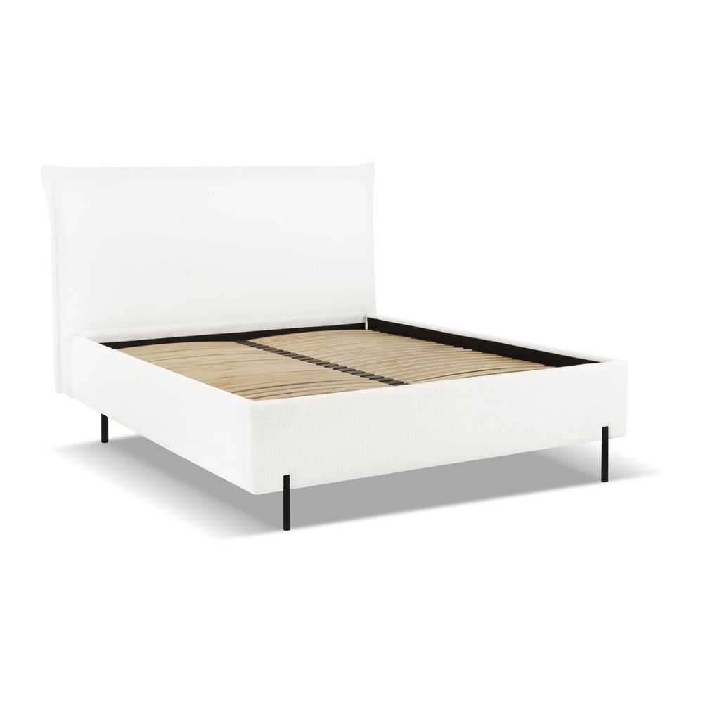 Bílá čalouněná dvoulůžková postel s úložným prostorem a roštem 160x200 cm Armie – Milo Casa - Bonami.cz
