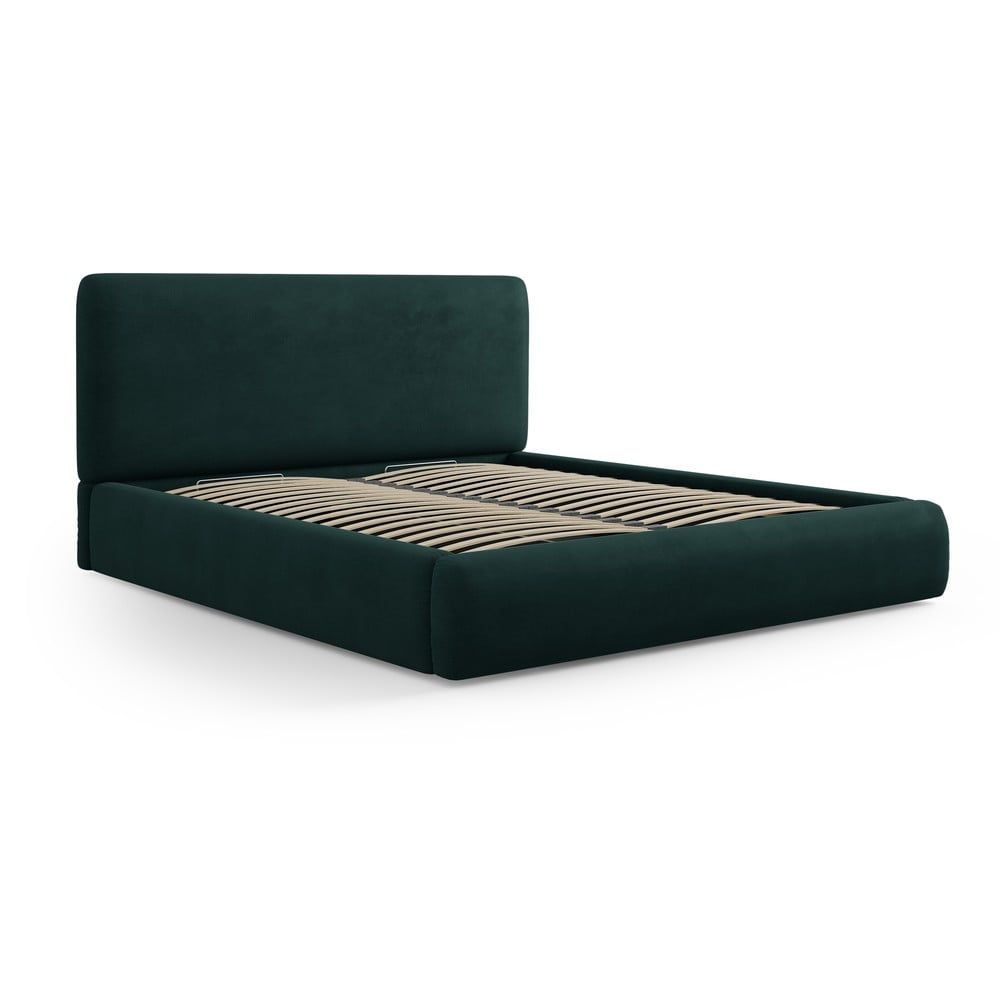 Tmavě zelená čalouněná dvoulůžková postel s úložným prostorem s roštem 200x200 cm Colonel – Cosmopolitan Design - Bonami.cz