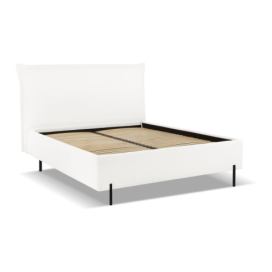 Bílá čalouněná dvoulůžková postel s úložným prostorem a roštem 160x200 cm Armie – Milo Casa