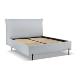 Šedá čalouněná dvoulůžková postel s úložným prostorem a roštem 160x200 cm Armie – Milo Casa