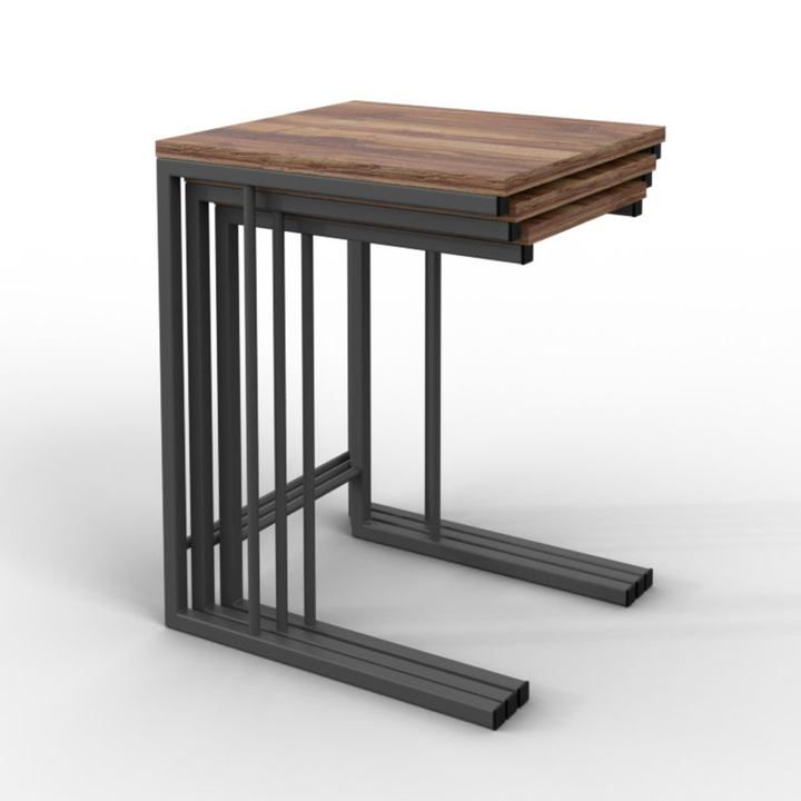 Přístavný stolek GAM ořech/antracitová, set 3 ks - SCONTO Nábytek s.r.o.