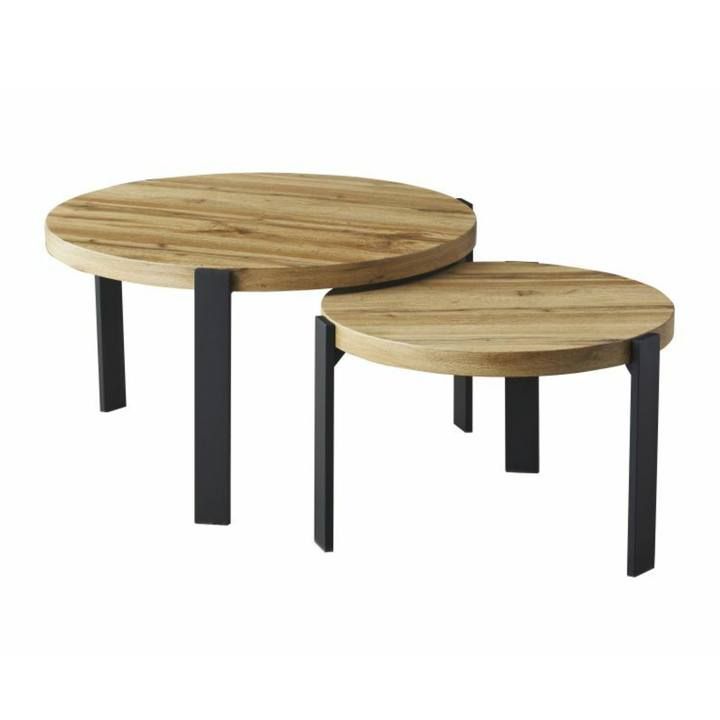 Konferenční stolek PULU dub artisan/černá, set 2 ks - SCONTO Nábytek s.r.o.