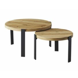 Konferenční stolek PULU dub artisan/černá, set 2 ks