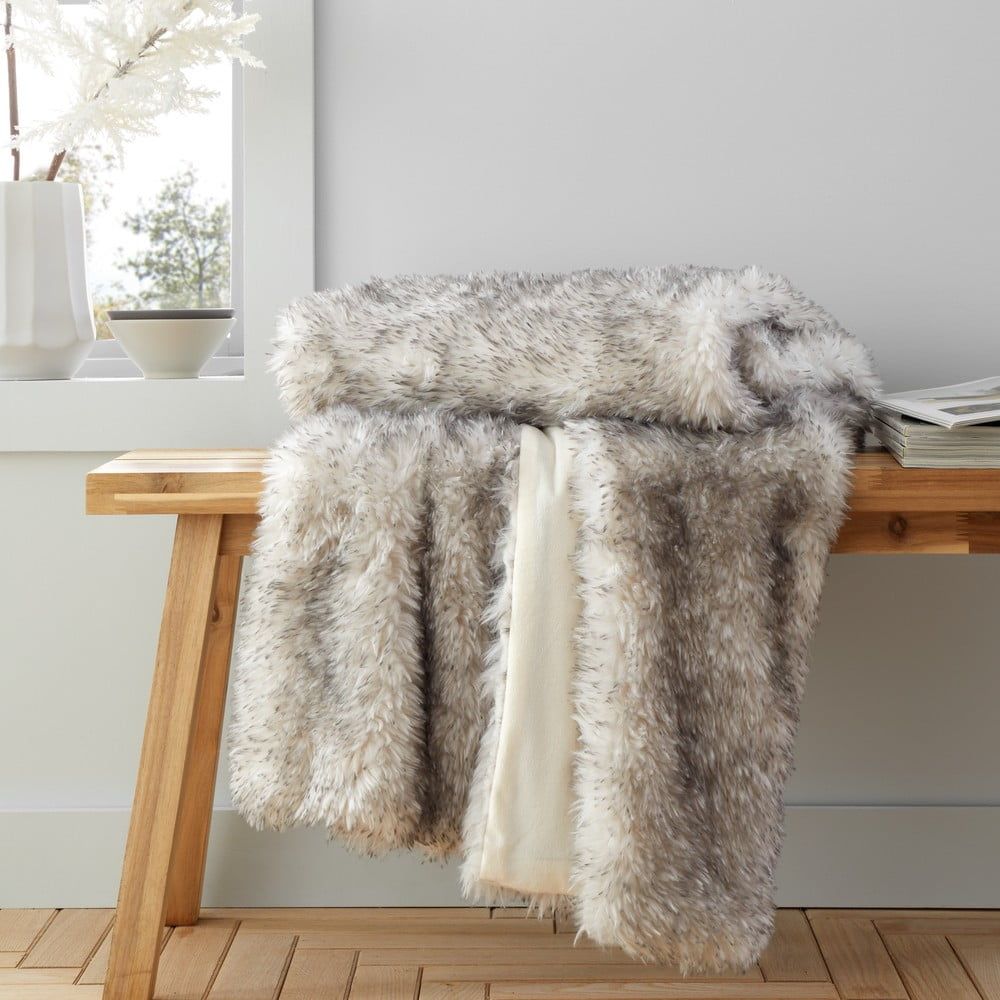 Šedá deka z umělé kožešiny 130x170 cm Arctic Fox – Catherine Lansfield - Bonami.cz