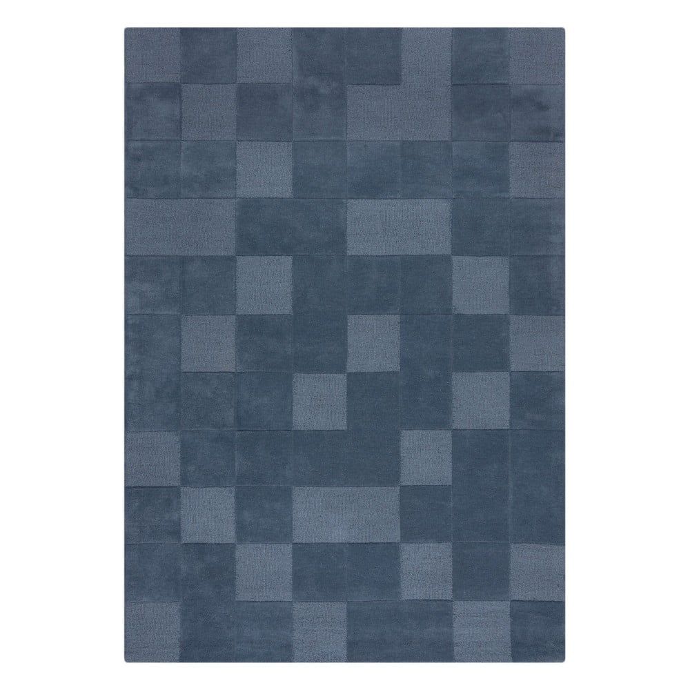 Tmavě modrý ručně tkaný vlněný koberec 120x170 cm Checkerboard – Flair Rugs - Bonami.cz