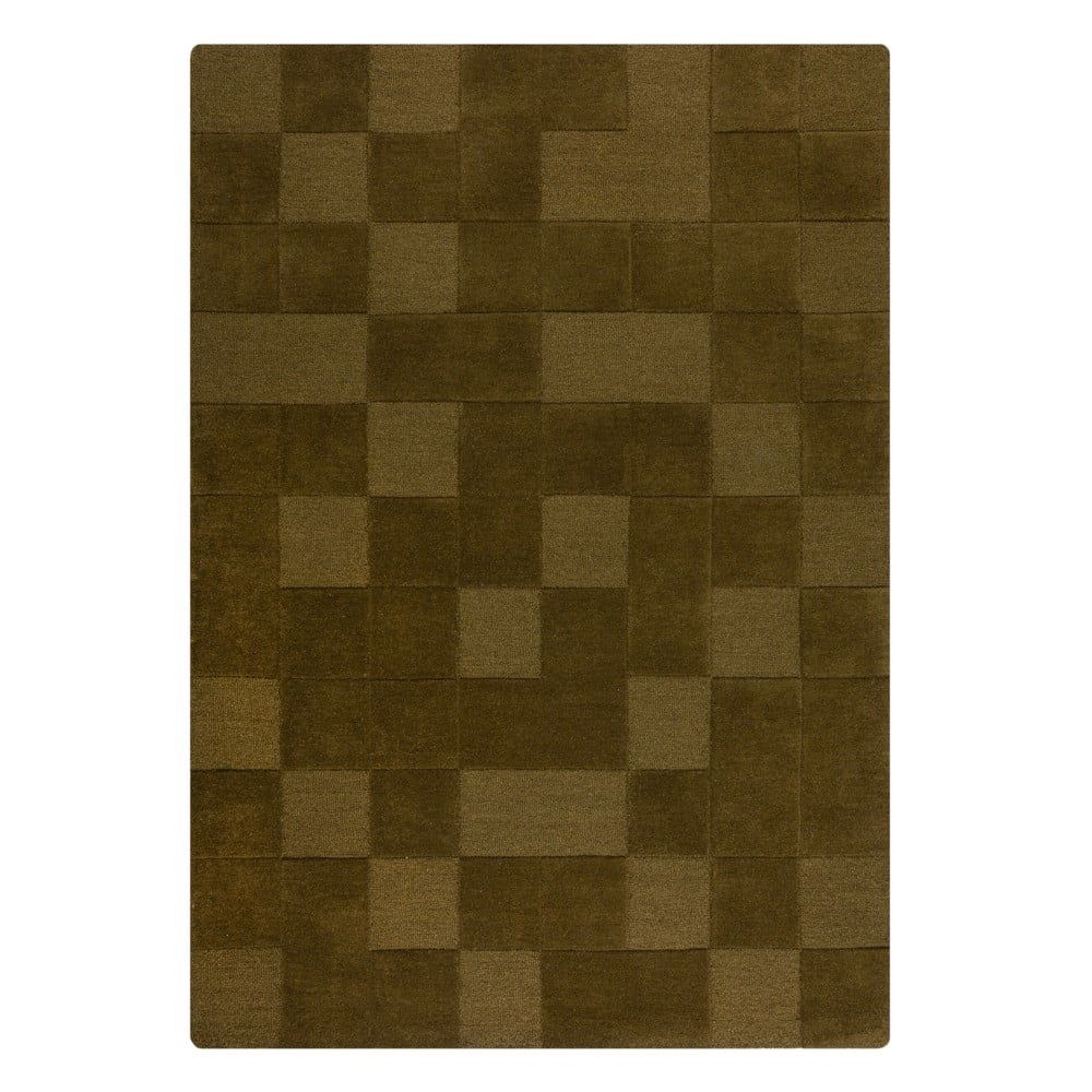 Khaki ručně tkaný vlněný koberec 120x170 cm Checkerboard – Flair Rugs - Bonami.cz