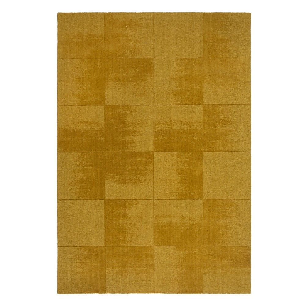 Okrově žlutý ručně tkaný vlněný koberec 120x170 cm Demi Check Ombre – Flair Rugs - Bonami.cz