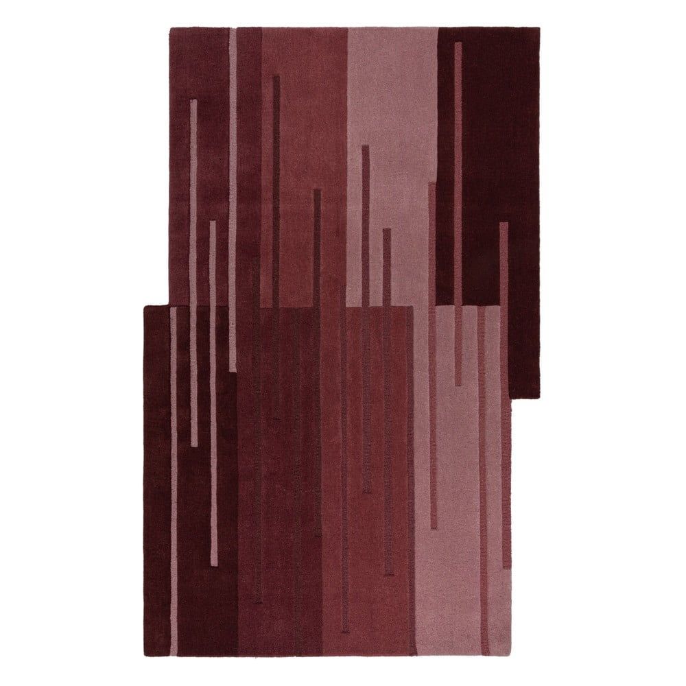 Vínový ručně tkaný vlněný koberec 120x180 cm Split Ombre Shaped – Flair Rugs - Bonami.cz