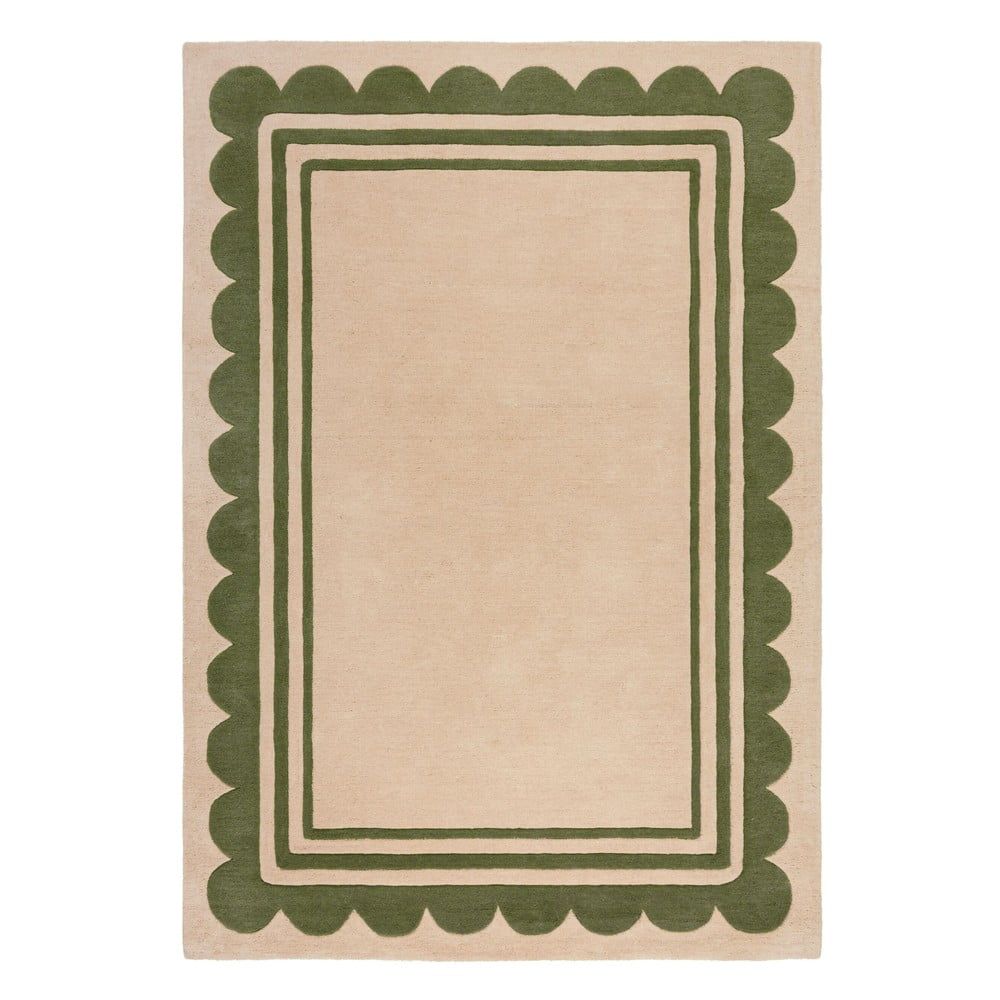 Ručně tkaný vlněný koberec v zeleno-přírodní barvě 120x170 cm Lois Scallop – Flair Rugs - Bonami.cz