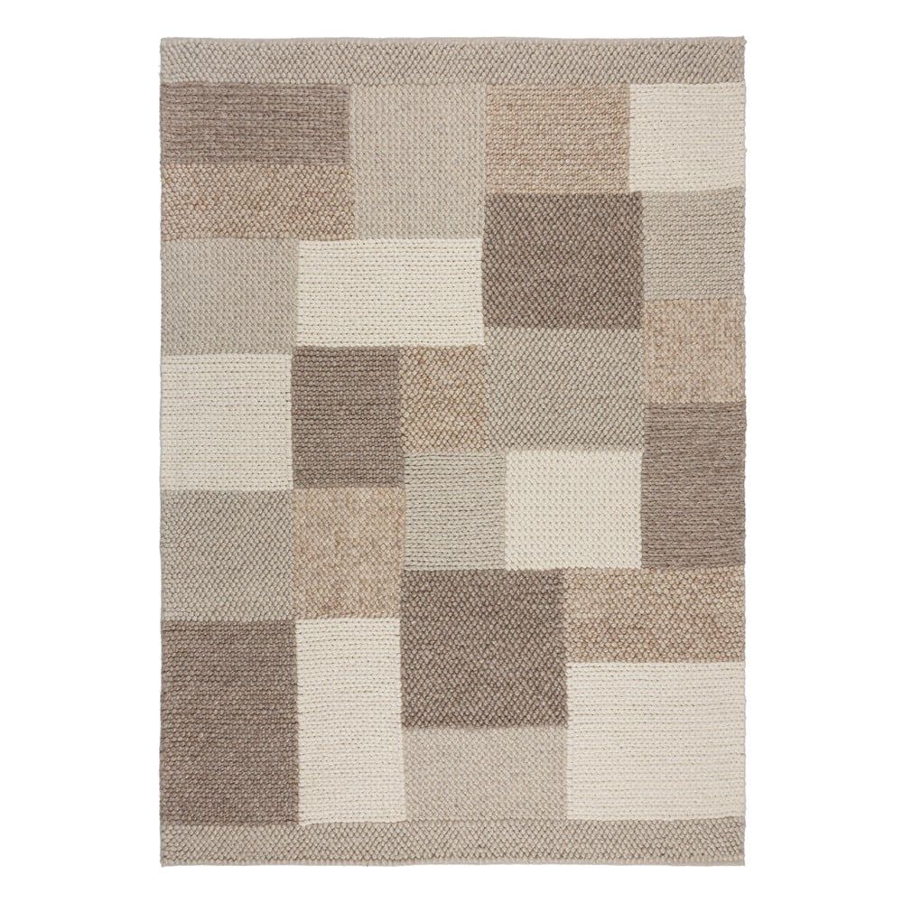 Béžový ručně tkaný koberec s příměsí vlny 160x230 cm Minerals Patchwork – Flair Rugs - Bonami.cz
