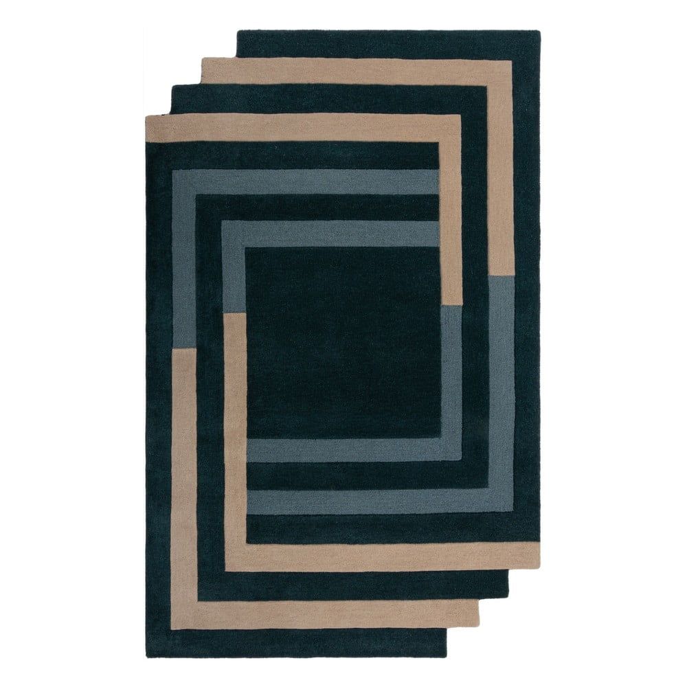 Tmavě zelený ručně tkaný vlněný koberec 120x180 cm Labyrinth Shaped – Flair Rugs - Bonami.cz