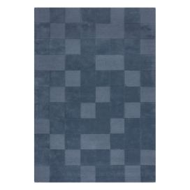 Tmavě modrý ručně tkaný vlněný koberec 120x170 cm Checkerboard – Flair Rugs