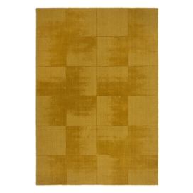 Okrově žlutý ručně tkaný vlněný koberec 120x170 cm Demi Check Ombre – Flair Rugs