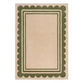 Ručně tkaný vlněný koberec v zeleno-přírodní barvě 120x170 cm Lois Scallop – Flair Rugs