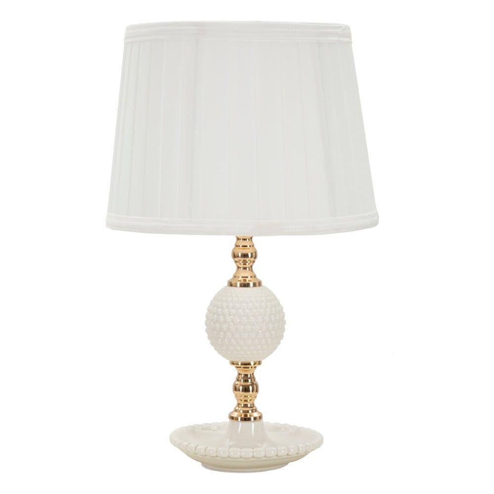 Bílá stolní lampa s textilním stínidlem (výška 40 cm) Napoli – Mauro Ferretti - Bonami.cz