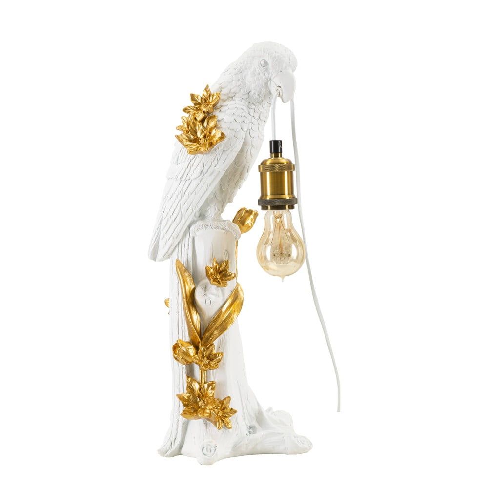 Stolní lampa v bílo-zlaté barvě (výška 50,5 cm) Parrot – Mauro Ferretti - Bonami.cz