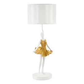 Stolní lampa s textilním stínidlem v bílo-zlaté barvě (výška 90,5 cm) Dancer – Mauro Ferretti