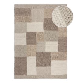 Béžový ručně tkaný koberec s příměsí vlny 80x150 cm Minerals Patchwork – Flair Rugs