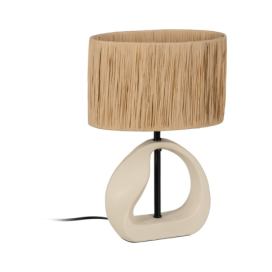 Stolní lampa s ratanovým stínidlem v béžové a přírodní barvě (výška 37,5 cm) – Ixia