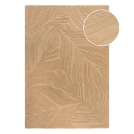 Světle hnědý vlněný koberec Flair Rugs Lino Leaf, 160 x 230 cm