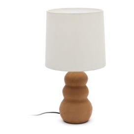 Bílo-hnědá stolní lampa s textilním stínidlem (výška 55 cm) Madsen – Kave Home