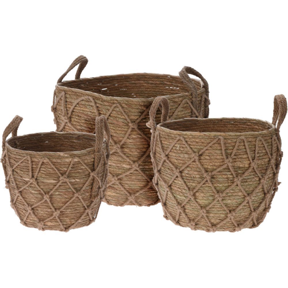 Home Styling Collection Úložné koše s rukojetí, vrba a rattan, 3 ks - EDAXO.CZ s.r.o.