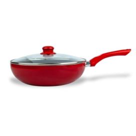 Pánev WOK s poklicí KITCHISIMO Rosso 28cm nepřilnavý povrch