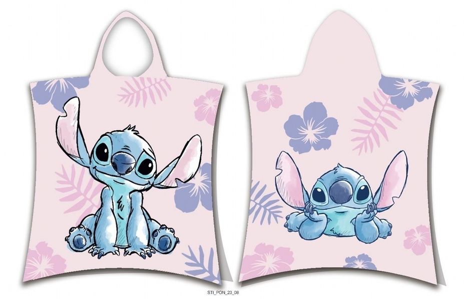 Jerry Fabrics plážová osuška pončo Lilo a Stitch Pink 50x115 cm - POVLECENI-OBCHOD.CZ