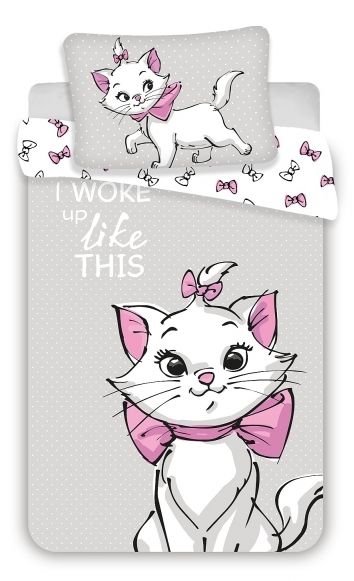 Jerry fabrics Disney povlečení do postýlky Marie Cat Grey baby 100x135 + 40x60 cm  - POVLECENI-OBCHOD.CZ