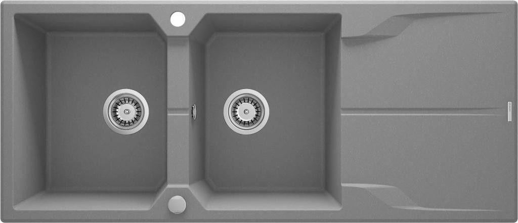 DEANTE - Andante šedá metalic - Granitový dřez, 2 - bowl s odkapávačem ZQN_S213 - Hezká koupelna s.r.o.