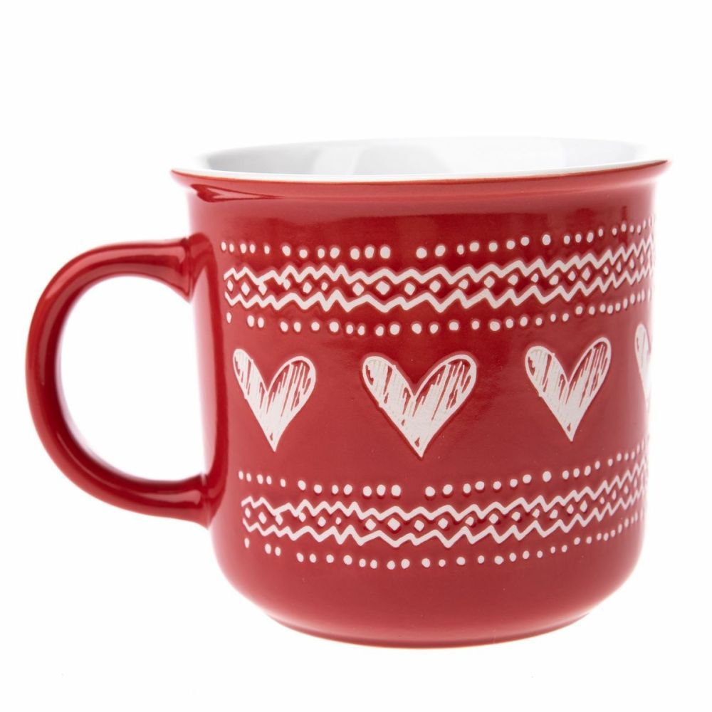 Vánoční keramický hrnek Christmas heart II červená, 450 ml - 4home.cz