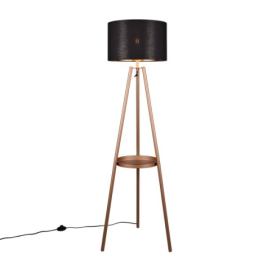 Trio R41561065 stojací lampa Colette 1x60W | E27 | IP20 - nožní spínač, látkové stínidlo, černá-zlatá/kávová