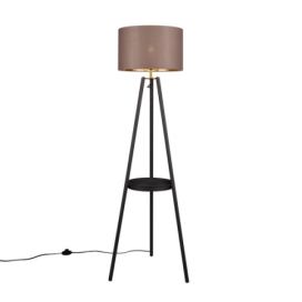 Trio R41561032 stojací lampa Colette 1x60W | E27 | IP20 - nožní spínač, látkové stínidlo, černá matná/taupe