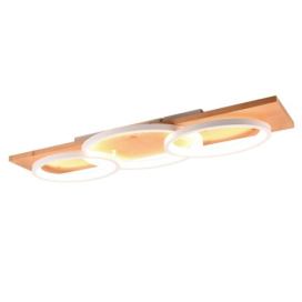 Trio 641110331 LED přisazené stropní svítidlo Barca 1x40W | 4700lm | 3000K | IP20 - 3 úrovně stmívání vypínačem, dřevo, matně bílá