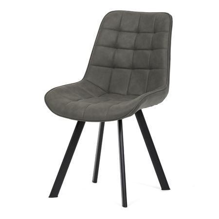 Židle jídelní, šedá látka v dekoru broušené kůže, černý kov HC-V3066 GREY3 - NP-DESIGN, s.r.o.