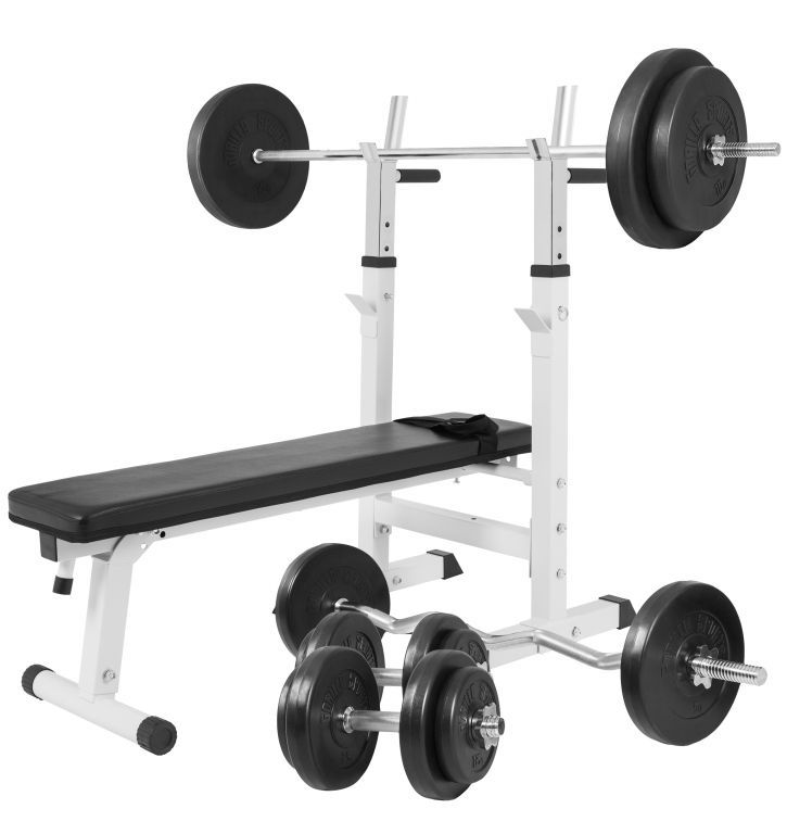 Gorilla Sports Posilovací lavice + nakládací set, 100 kg - Kokiskashop.cz